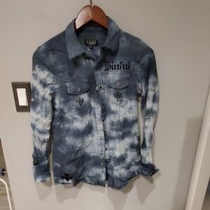 Sinful blue snap button up